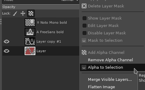 Menu when right clicking a layer
